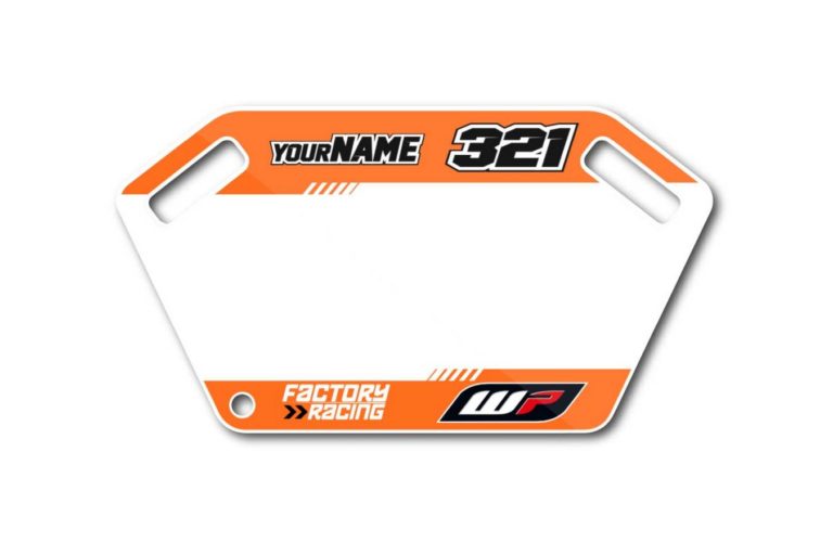 Pitboard Board Nummer Your Name Race Plate Dekor Kit Studio Editor Orange Weiß KTM WP